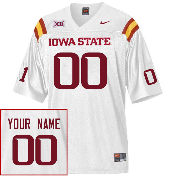 Custom Iowa State Cyclones Name And Number College Football Jerseys-White